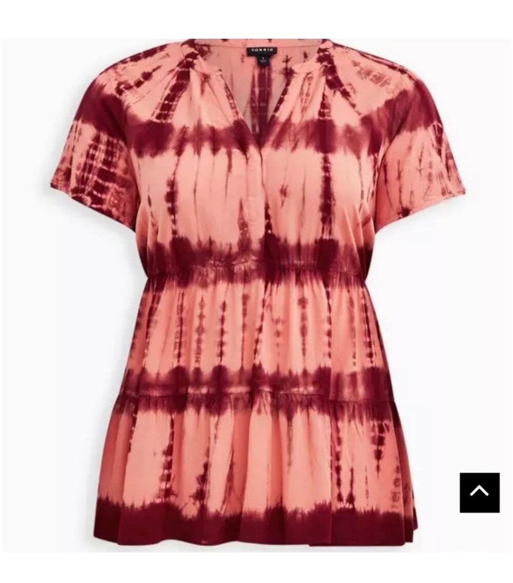 Torrid Tie Dye Flowy Tunic Top Blouse 3x Boho Babydoll Casual V-neck